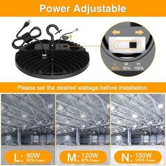 120V US Plug 150W LED High Bay Light Fixture Warehouse Garage 4500K/5000K/5700K