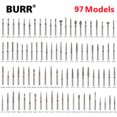 50PCS Dental Diamond Burs High Speed Handpiece Friction Grip 1.6mm Burr