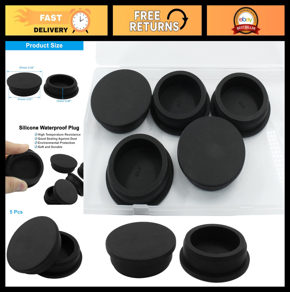 5Pcs Waterproof Silicone Rubber Plugs for 2″ Round Holes – Flexible Stopper Caps