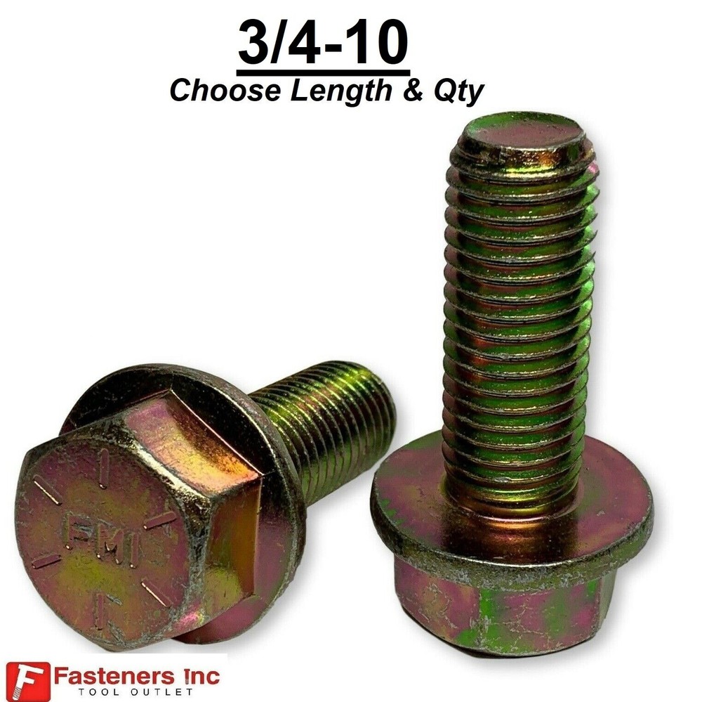 3/4-10 Grade 8 Flange Frame Bolt Yellow Zinc Plated (All Sizes & Qty’s) 3/4″