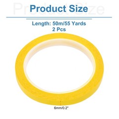 2 Rolls Dark Yellow 0.4 Inch x 55 Yards PET Film Whiteboard Tape 10mm x 50m