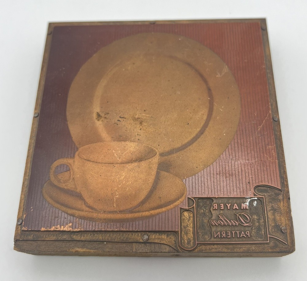 Vintage Mayer China Original Pattern Copper Printers Block Made In Pittsburgh PA
