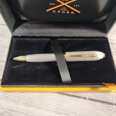 Cross Peerless 125 Ballpoint Pen Medalist Platinum Plate Gold Trim Swarovski