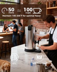 Ostba 1500W Commercial Coffee Urn 100 Cup / 15L Large Percolator Coffee Pot