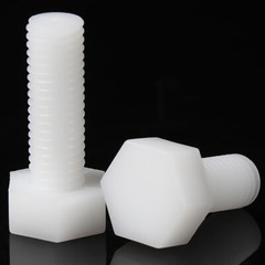 M8 – 1.25 White Nylon Hex Head Bolts Full Thread Hex Cap Plastic Screws DIN 933