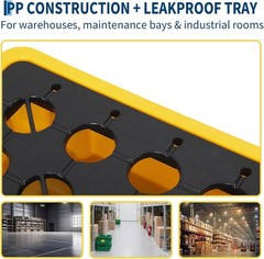 2X Drum Spill Containment Pallet with Drain Outlet, Leakproof Stackable Tray US