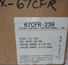 NEW FISHER 67CFR-239 PRESSURE REGULATOR 250 PSIG MAX 0-125 PSI SPRING RANGE