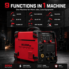 ARCCAPTAIN MIG205MP PLUS MIG Welder 9 IN 1 iControl MIG/Cut/TIG/Stick/Clean/Spot