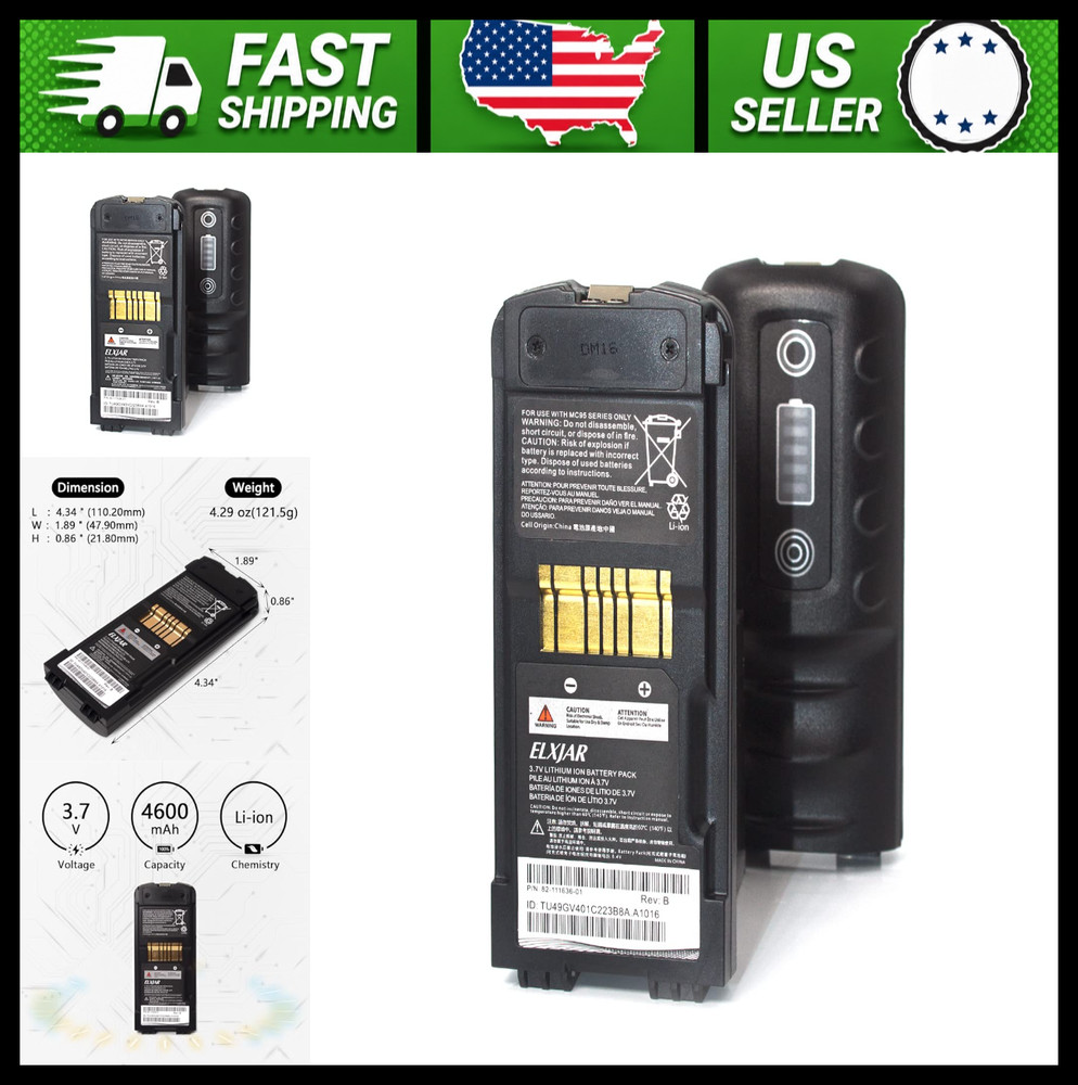 2-Pack 3.7V 4600mAh Li-ion Battery for Motorola Symbol Barcode Scanner