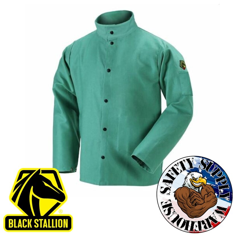 NEW Revco Black Stallion F9-30C 9oz. 30″ Cotton FR Green Welding Jacket S-2XL