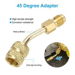 R410A Adapter for Mini Split System, 5/16″ SAE Female to 1/4″ SAE Male Flare