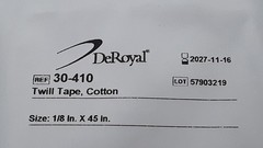 DeRoyal Twill Tape Cotton REF 30-410 EXP 2027-11-16 Lot of 5