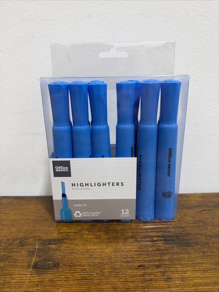 Office Depot Chisel-Tip Highlighter, 100% Recycled Plastic, Fluorescent Blue,