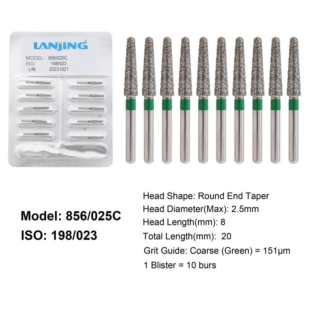 Dental Diamond Burs Round End Taper Bur 856/025C Coarse Grit FG High Speed