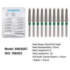 Dental Diamond Burs Round End Taper Bur 856/025C Coarse Grit FG High Speed