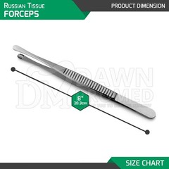 Russian Tissue Forceps 8″ 3 Pcs Set Round Serrated Tips Surgical Inst German Gr
