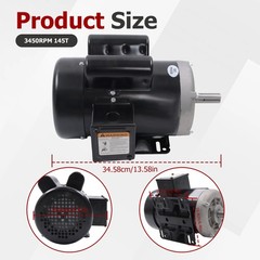 3HP Single Phase Motor 3450 RPM TEFC 145T Frame Farm Duty 230V 60Hz CW/CCW