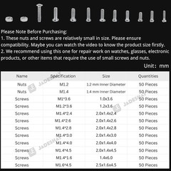 600Pcs Small Screws Assortment Kit Mini Bolts Nuts Set M1 M1.2 M1.4 M1.6 Organiz