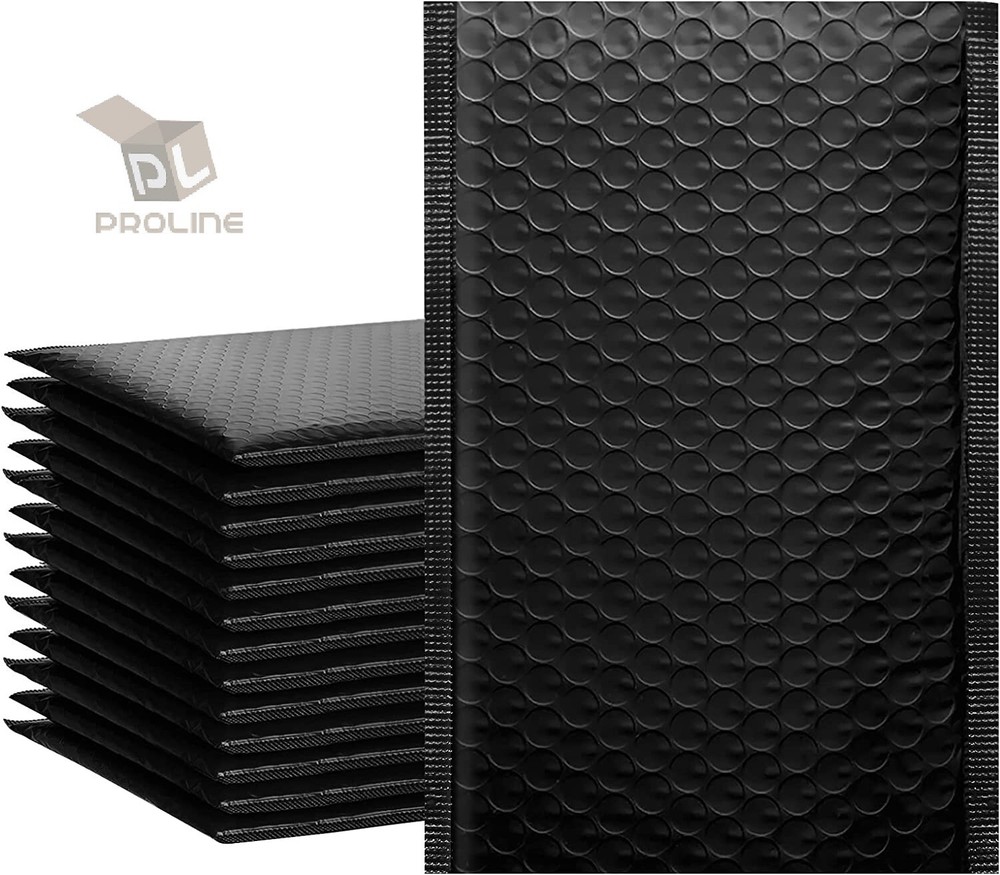100 #000 4×8 Black Poly Bubble Padded Envelopes Self-Sealing Mailers