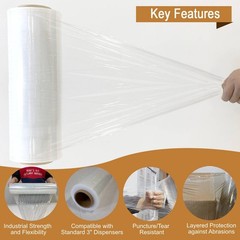 18″ x 1500FT Industrial Class Pallet Wrap, 80 Gauge Heavy-Duty 1 Pack, Clear