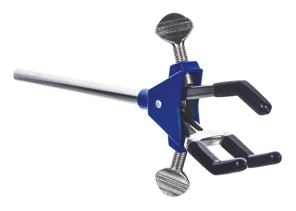 Eisco Labs 3 Finger Adjustable Clamp on Stainless Steel Rod – 2.3″ Max Opening