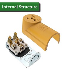RVGUARD 50 Amp NEMA 6-50R Surface Mount Receptacle, 125/250 6-50R, Yellow