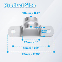 Uenhoy 50 Pcs 1″ Stainless Steel Rigid Pipe Strap Clamps, M25 Two Hole Strap U B