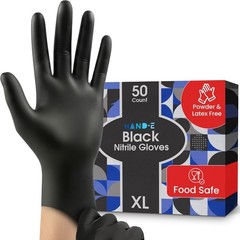 50 Ct Black Nitrile Disposable Gloves Large BBQ Tattoo Hair Dye Mechanic Glove