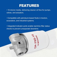 Spin-On Hydraulic Oil Filter Assembly, with Indicator Ports for Petroleum-Bas…