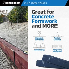 Sandbaggy 12″ Flat Steel Stakes For Concrete Forms With Nail Holes – Reusable