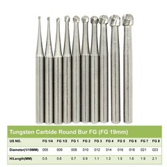 Prima Wave Dental Carbide Burs High Speed FG 19mm / Surgical FGOS FG SL 557 25mm