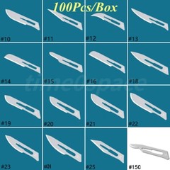 Sterile Surgical Carbon Steel Blades Scalpel Handle Dental Instrument 100Pcs