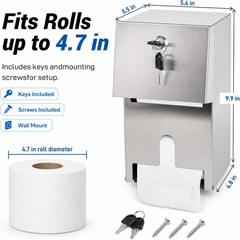 Commercial Double Rolls Toilet Paper Dispenser Holder,Heavy Duty Stainless Steel