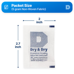 5 Gram [1000 Pack] “Dry & Dry” Silica Gel Desiccant Packets – Rechargeable Cloth