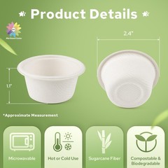 Fiber Sugarcane 2000 Pack 2 Oz Bagasse Disposable Cups Compostable Takeout Party