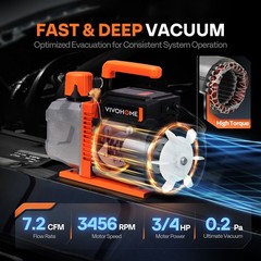 3/4 HP 7.2CFM 2 Stage HVAC Vacuum Pump and 4 Way Manifold Gauge Kit with Hoses