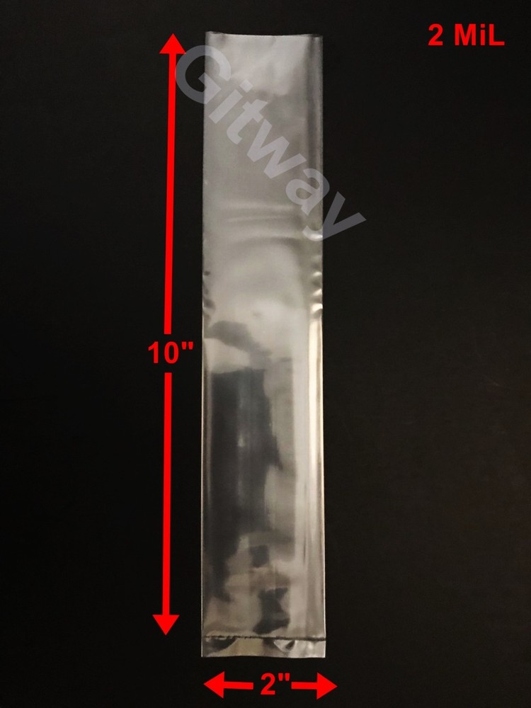 2 x 10″ Clear Plastic Poly LDPE Bags Lay Open Top Flat 2×10″ 2 MiL 100 500 1000