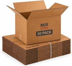 BOX USA Medium Moving Boxes 18″L X 14″W X 12″H 20-Pack – Corrugated Cardboard Bo