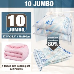 HIBAG Vacuum Storage Seal Bags, 10 Jumbo Space Saver Vacuum Sealer Bags for C…