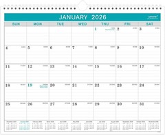 Calendar 2026, 12 Months from January 2026 to December 11.5 x 15 inch, Gray