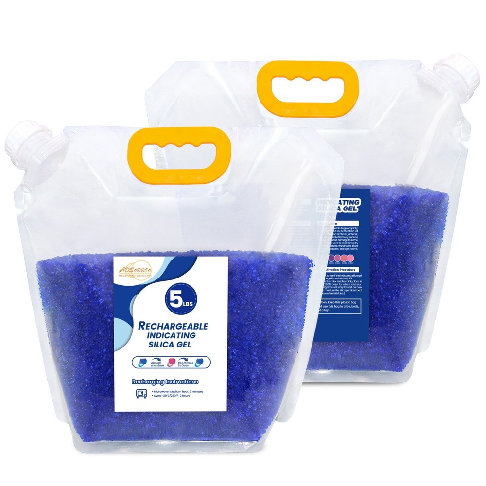 5 LBS Adsorbco Desiccant Beads, Indicating Silica Gel Beads (Blue to Pink)