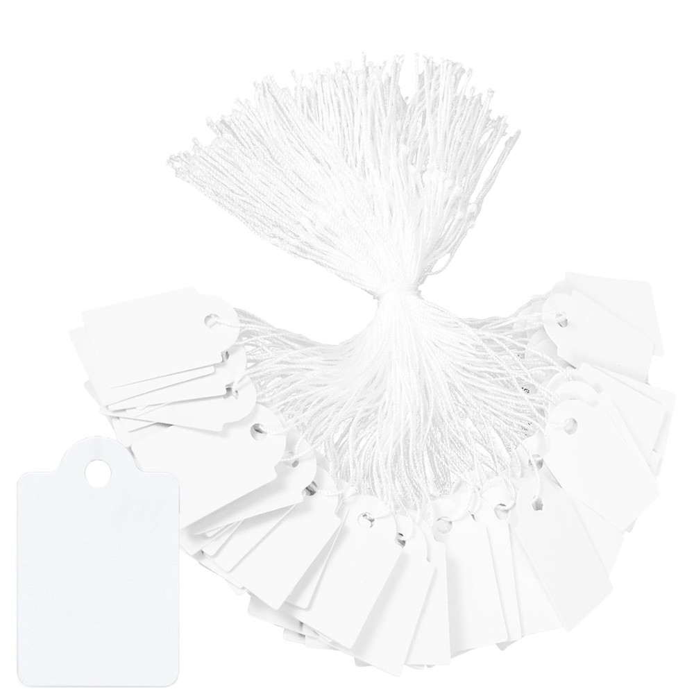 AURAADORN 200 Pcs Price Tags, 0.9 x 0.5 inch White Paper Hang 0.9*0.5,