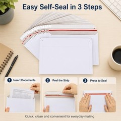 60 Pack Rigid Mailers 14×11″ Peel & Seal Envelopes – Stay Flat for Documents, Ph