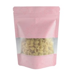 Pink/Silver Leaf Bottom Gusset Aluminum QuickQlick™ Pouch for Bath Salt Products