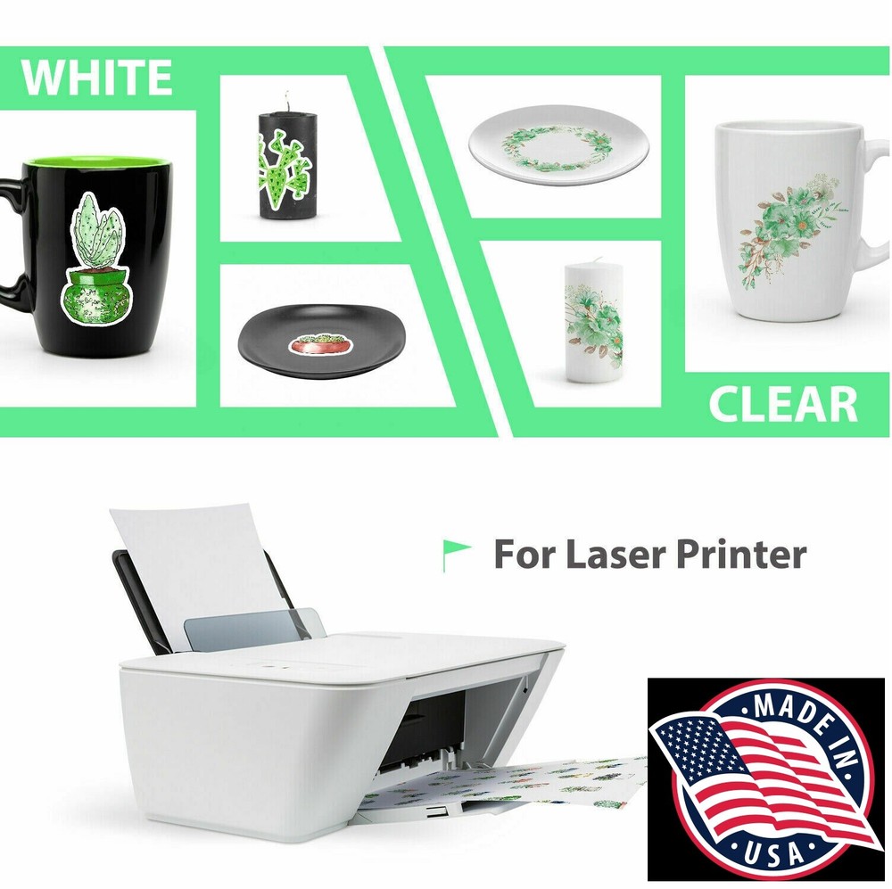 10 sheets LASER waterslide decal paper Clear 8.5″ X 11″ MADE IN USA NOT CHINA #1