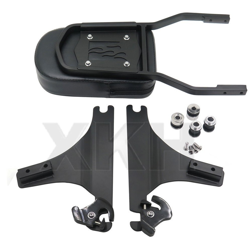 XKH- Matte Black Detachable Backrest Sissy Bar Flame Same as picture show