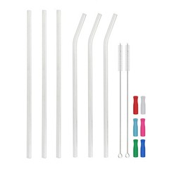 Reusable Long Glass Straws, 12 inch x 8mm Extra 12″x8mm, Clear