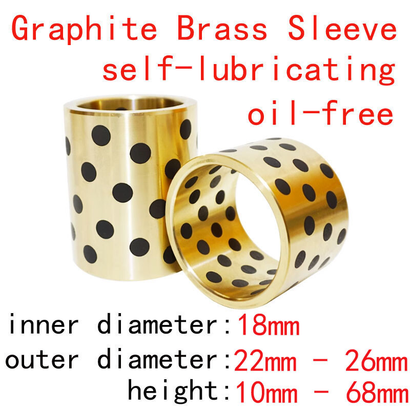 1pcs 18mm ID 22mm-26mm OD Graphite Brass Sleeve Hollow Round Wear-resistant Bush