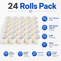 ACCL Heavy Duty Packaging Tape – 2 mil 2″ x 100 Yards, 24 Rolls w/ FREE Shipping