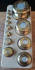 Vintage Ohaus Brass CalibrationWeight Set: 12 Piece Ranging From 1g- 50grams